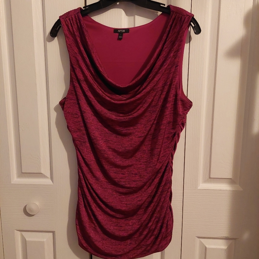 Apt. 9 Ruched Draped Neck Tank Sz L